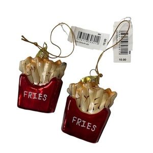 Set of 2 Cody Foster Glass Ornaments French Fries | New with Defect L-II